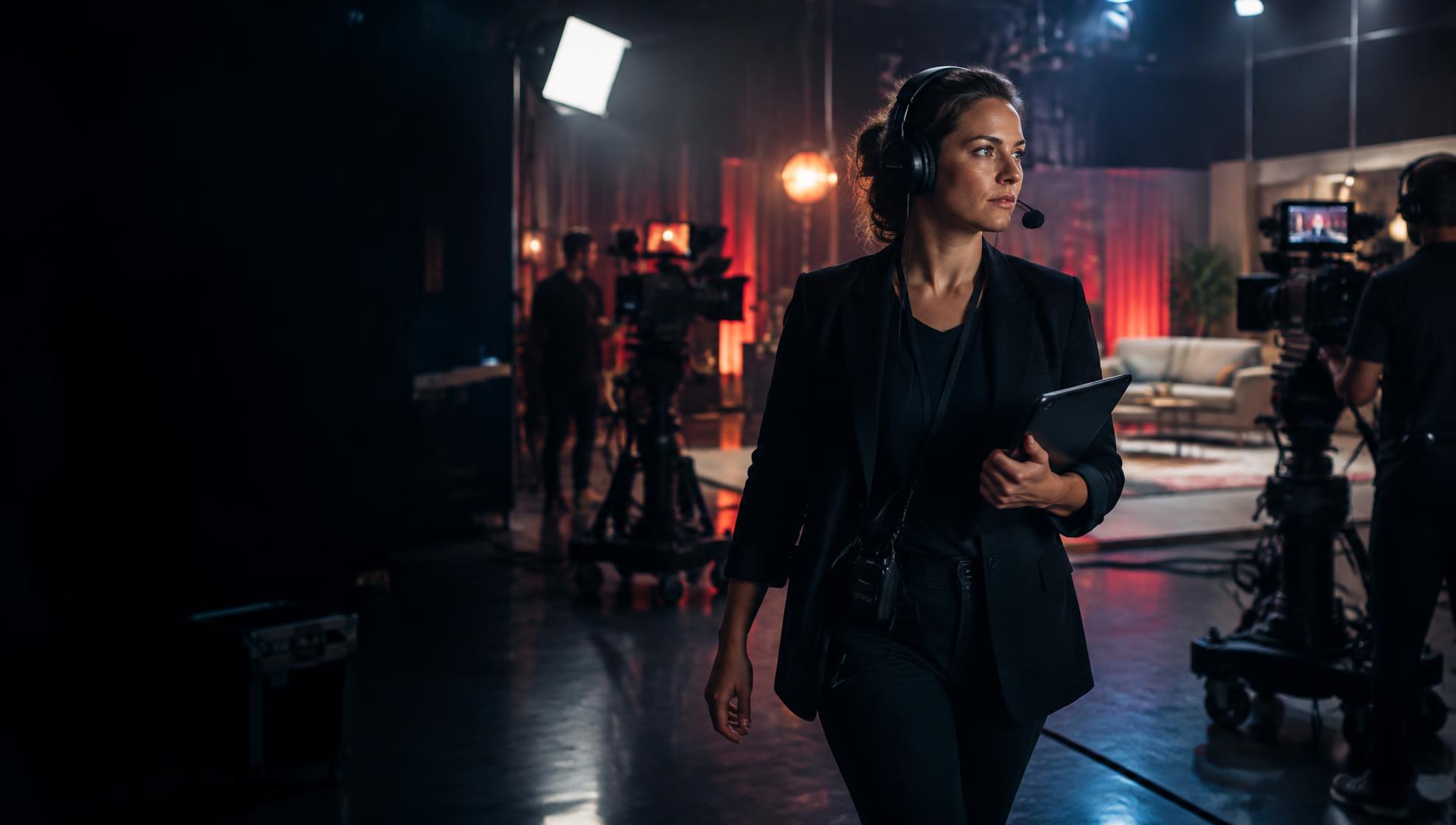 Producent i en modern tv-studio
